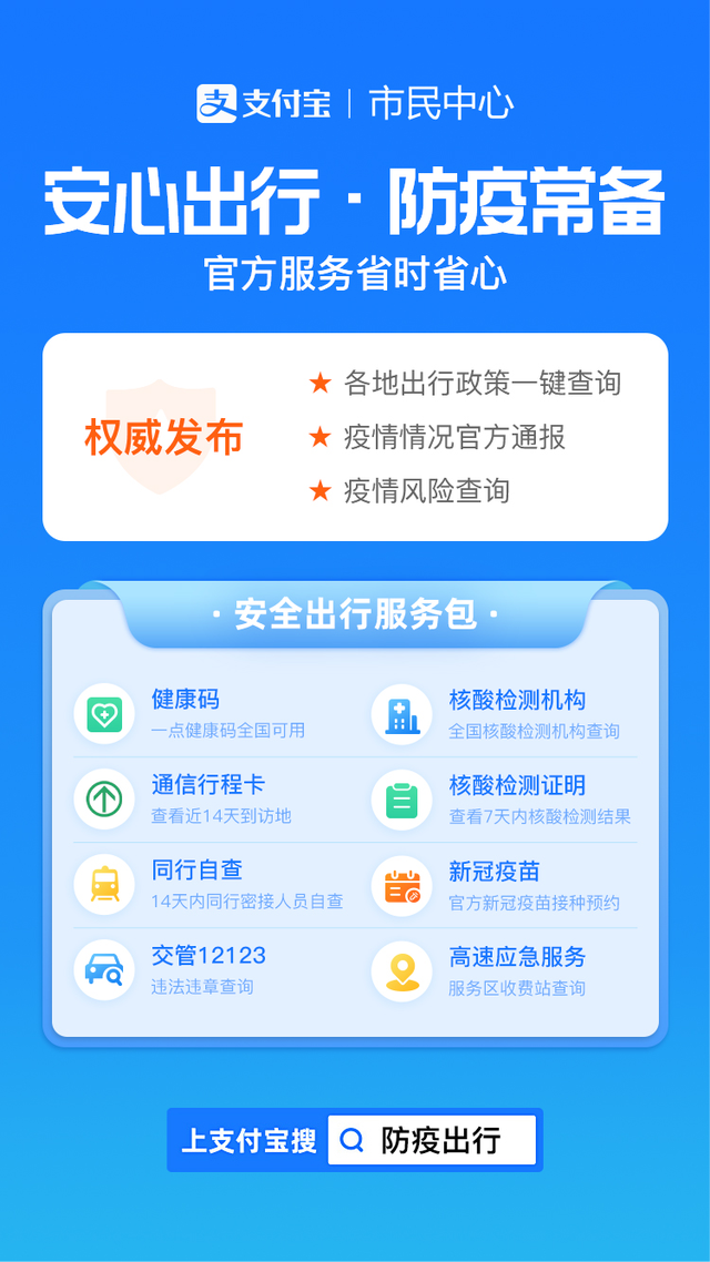 小程序“通信大數(shù)據(jù)行程卡”上線支付寶，行程卡展碼更快捷！